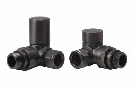 Patterned Matt Black Radiator Valves - Corner