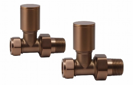 Patterned Brushed Bronze Radiator Valves - Straight