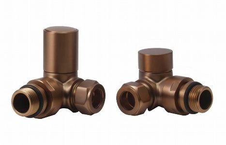 Patterned Brushed Bronze Radiator Valves - Corner