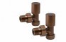 Patterned Brushed Bronze Radiator Valves - Angled