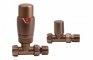 Round Thermostatic Brushed Bronze Radiator Valves - Straight