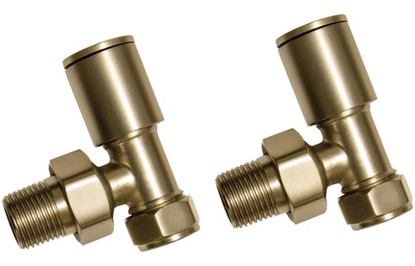 Brushed Brass Radiator Valves - Angled