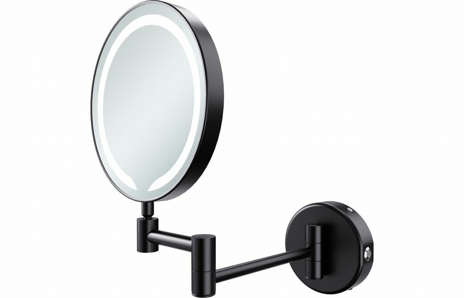 Trent Round LED Cosmetic Mirror - Black