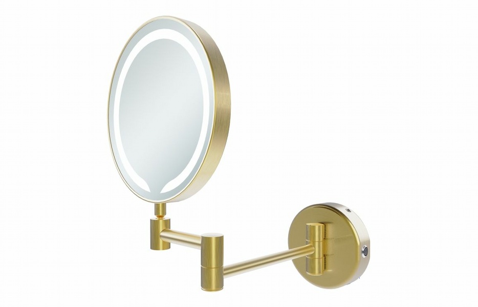 Trent Round LED Cosmetic Mirror - Brushed Brass