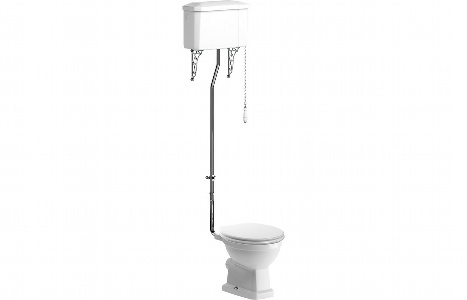 Avignon High Level WC & Satin White Wood Effect Seat w/Brass Hinges