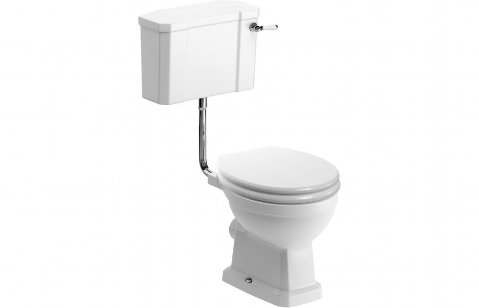 Avignon Low Level WC & Satin White Wood Effect Seat w/Brass Hinges