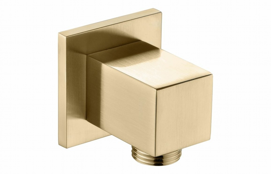 Square Wall Outlet Elbow - Brushed Brass