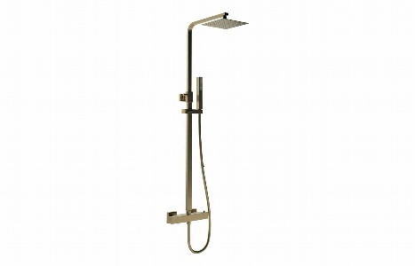 Square Thermostatic Bar Mixer w/Riser Kit - Brushed Bronze