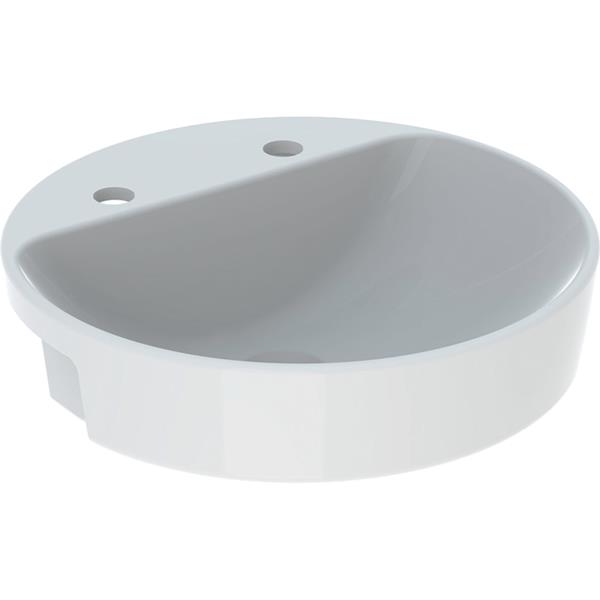 Geberit VariForm 500mm 2 Tap Hole Semi Recessed Round Basin