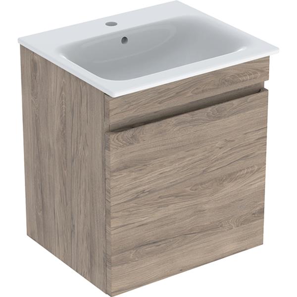 Geberit Renova Plan 600mm Basin & Hickory Drawer Vanity Unit