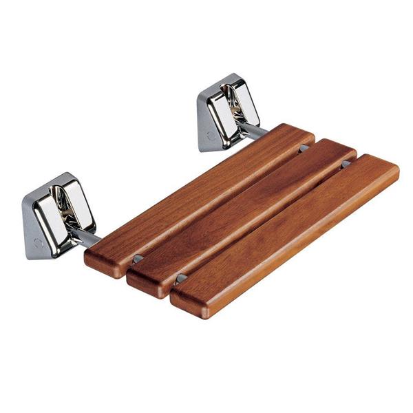 Lakes Series 200 RD Iroko Hardwood Shower Seat 489mm - Chrome