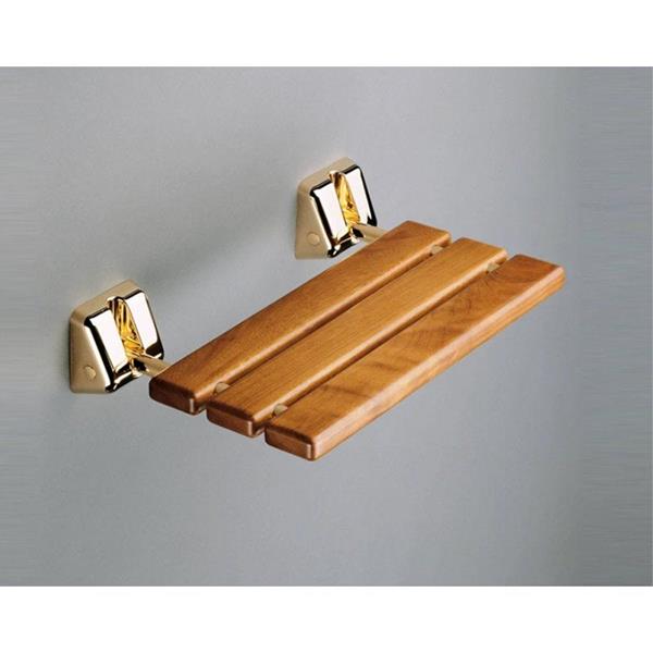 Lakes Series 200 RD Iroko Hardwood Shower Seat 489mm - Gold