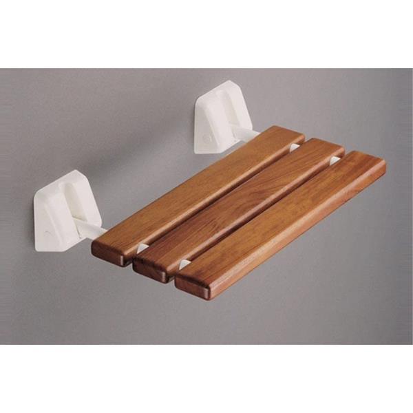 Lakes Series 200 RD Iroko Hardwood Shower Seat 489mm - White