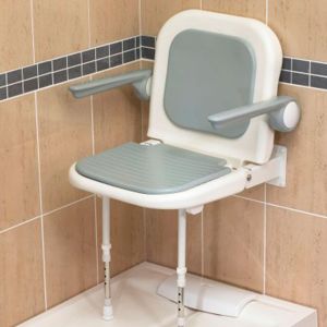 4000 Series Standard Shower Seat with Back and Arms - Blue Padded