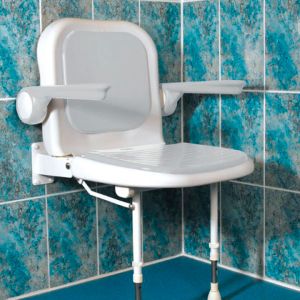 4000 Series Standard Shower Seat with Back and Arms - White Unpadded